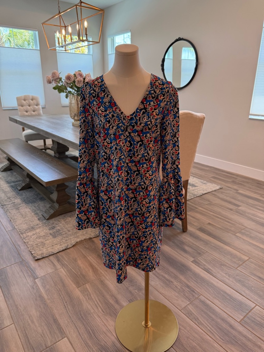 Charles Henry Floral Multi V-Neck Long Sleeve Dress - Worn only twice!